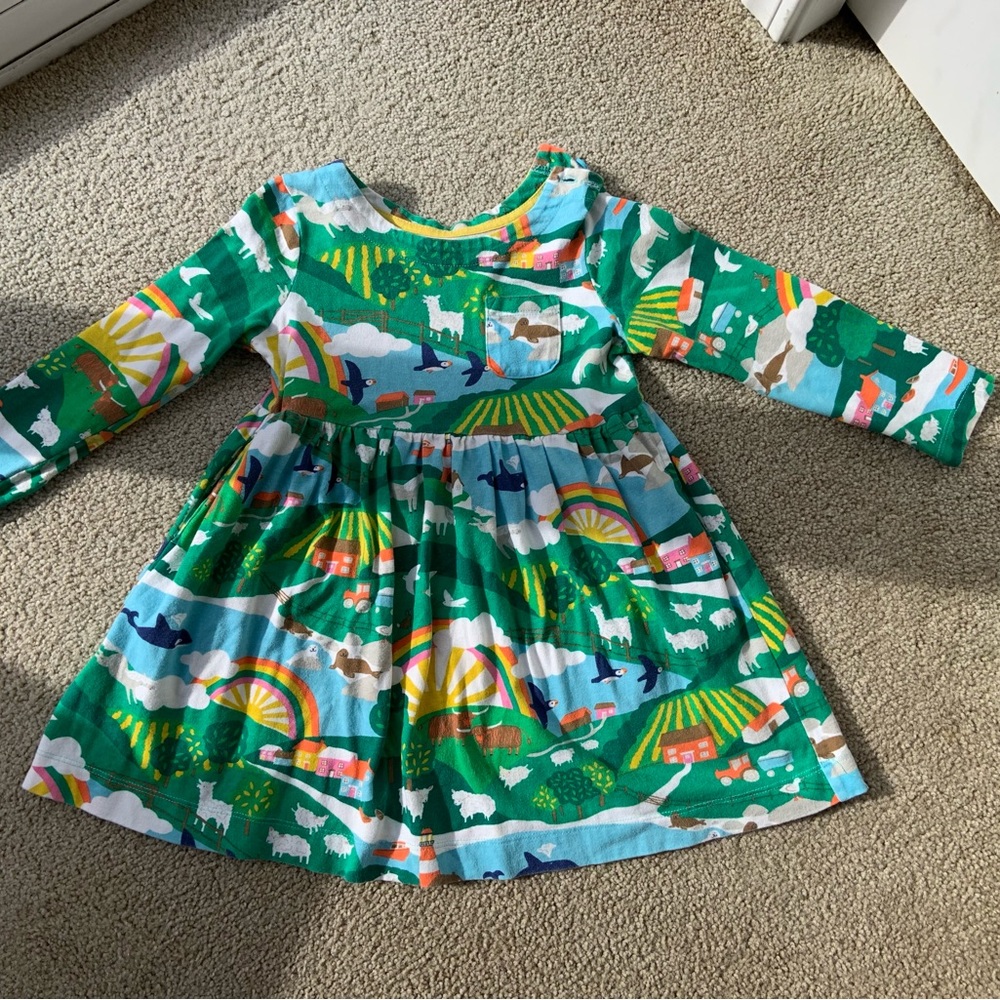 Mini Boden Green Dress 2-3Y